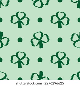 Abstract seamless St Patrick's day background decoration with outline of clover leaves. Wrapping paper design Vector illustration