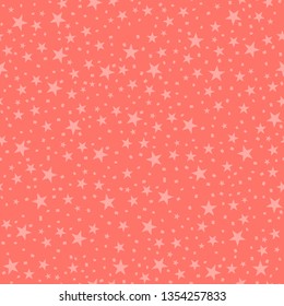 Abstract seamless stars background. Vector illustration. Trendy pink color background