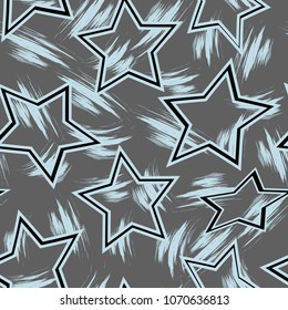 Abstract seamless stars pattern. Grunge urban background for girls, boys, childish, fashion and sport clothes. 