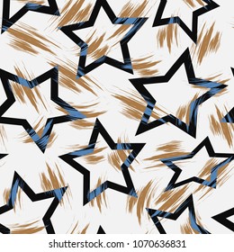 Abstract seamless stars pattern. Grunge urban background for girls, boys, childish, fashion and sport clothes. 