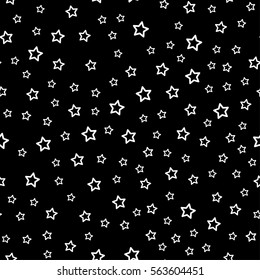 abstract seamless stars pattern. Grunge urban background in black and white colors for girls, boys, childish, fashion and sport clothes. Silhouette repeated backdrop.  
