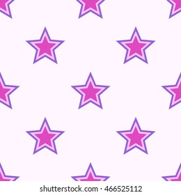 Abstract seamless stars pattern. Pink and purple colors. Color, bright vector background.