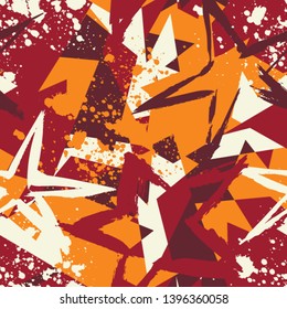 Abstract seamless stars pattern, spray paint ink elements. splash colorful neon paint. Grunge repeated backdrop four girl, fashion textile, wrapping paper. Geometric wallpaper.