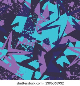 Abstract seamless stars pattern, spray paint ink elements. splash colorful neon paint. Grunge repeated backdrop four girl, fashion textile, wrapping paper. Geometric wallpaper.