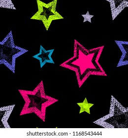 Abstract seamless stars pattern. Textured repeated backdrop for textile, clothes, wrapping paper 
