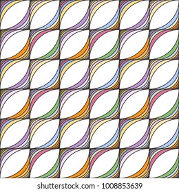 Abstract seamless stripe geometric pattern like leaves and flowers. Vector endless illustration