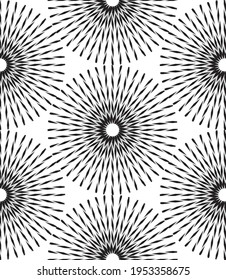 Abstract seamless striped black and white Spiral background. High Saturated. Gradients Different Geometrical Shapes