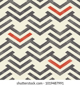 Abstract seamless striped geometric pattern on texture background in retro colors. Endless pattern can be used for ceramic tile, wallpaper, linoleum, textile, web page background.