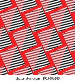 Patrón geométrico retro tachado con fondo rojo