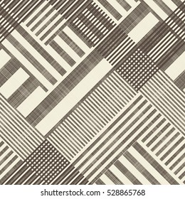 Abstraktes, nahtlos gestreiftes geometrisches Muster auf Texturhintergrund in braunen und beigen Farben. Endloses Muster kann für Keramikfliesen, Tapeten, Linoleum, Textilien, Webseiten-Hintergrund verwendet werden.
