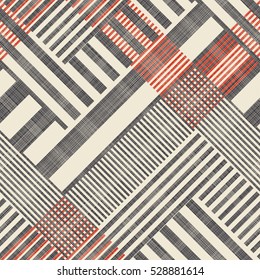 Abstract seamless striped  geometric  pattern on texture background in retro colors. Endless pattern can be used for ceramic tile, wallpaper, linoleum, textile, web page background