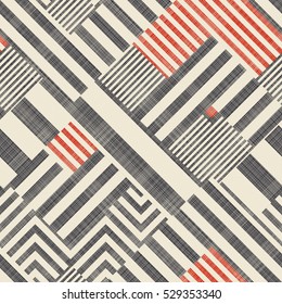 Abstract seamless striped  geometric  pattern on texture background in retro colors. Endless pattern can be used for ceramic tile, wallpaper, linoleum, textile, web page background.