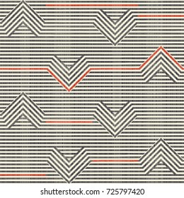 Abstract seamless striped geometric pattern on texture background in retro colors. Endless pattern can be used for ceramic tile, wallpaper, linoleum, textile, web page background. Vector
