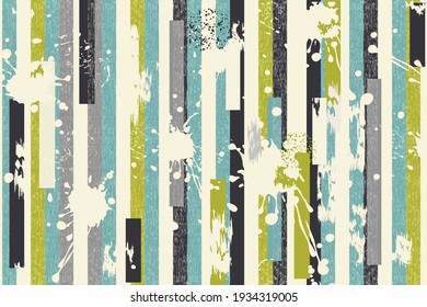 Abstract seamless striped pattern with blots and an effect of attrition  in retro colors. Retro design. Vector shabby geometric carpet.  Background for ceramic tile, wallpaper, linoleum, textile, web 