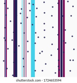 Abstract seamless striped pattern in bright retro colors with polka dot. Vertical striped pattern. Vector illustration