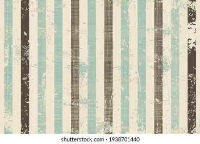 Abstract seamless striped pattern with an effect of attrition in retro color. Vector shabby geometric carpet. Vintage background for ceramic tile, wallpaper, linoleum, textile, rug, web page