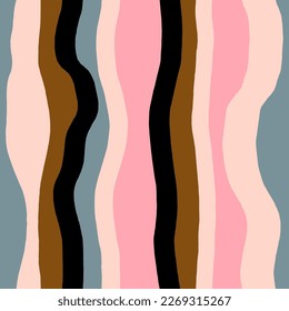 Resumen de un patrón de rayas sin fisuras. Textura vectorial de líneas onduladas en estilo retro. Fondo vertical de líneas dibujadas a mano.
