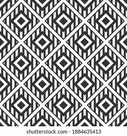 Abstract seamless striped rhombuses pattern. Modern stylish texture. Repeating geometric tiles. Vector monochrome background.