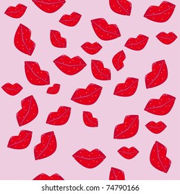 Abstract seamless structure with lips. Illustration