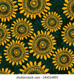 abstract seamless sunflowers