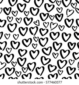 Vector Pattern Black Hearts Linear Silhouettes Stock Vector (Royalty ...