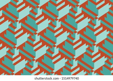 Abstract seamless surround pattern of cubes. Optical effects.