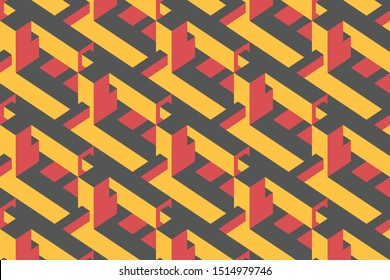 Abstract seamless surround pattern of cubes. Optical effects.