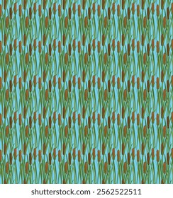 Abstract Seamless swamp grass with cattails pattern lesser bulrush narrow leaf cattail reedmace art