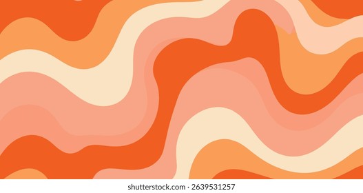 Abstract seamless swirl pattern. 60s, 70s style groovy background with waves and blobs. Psychedelic hippie texture