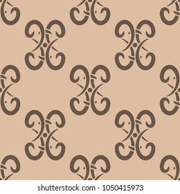 Abstract seamless swirl pattern for textile, fabrics or wallpapers. Brown background