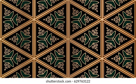 Abstract seamless symmetrical pattern art deco elements of geometric figures Element for design.