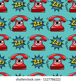 Abstract seamless telephone pattern for girls, boys, clothes. Creative vector background with telephone in pop art style. Funny pattern wallpaper for textile and fabric. Fashion telephone style.