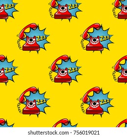 Abstract seamless telephone pattern for girls, boys, clothes. Creative vector telephone background with red phone. Funny pattern wallpaper for textile and fabric. Fashion phone style. Colorful bright