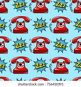 Abstract seamless telephone pattern for girls, boys, clothes. Creative vector telephone background with red phone. Funny pattern wallpaper for textile and fabric. Fashion phone style. Colorful bright