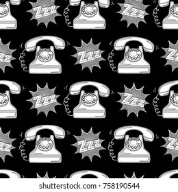 Abstract seamless telephone pattern for girls, boys, clothes. Creative vector telephone background with white phone. Funny pattern wallpaper for textile and fabric.Fashion phone style. Colorful bright