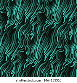 abstract seamless texture with algae noodles style pattern in blue black shades