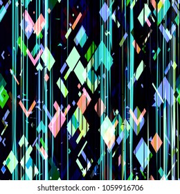 Abstract seamless texture. Colored geometric shapes and vertical lines. Vector background for web page, banners backdrop, fabric, home decor, wrapping
