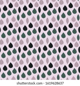 Abstract seamless texture with colorful decorated leafs, vector	