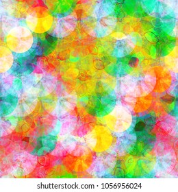 Abstract seamless texture. Colorful pattern from circles and decorative elements. Vector background for web page, banners backdrop, fabric, home decor, wrapping