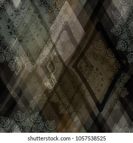 Abstract seamless texture. Dark rhombus pattern with decorative and hand drawn elements. Vector background for web page, banners backdrop, fabric, home decor, wrapping