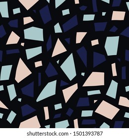 Abstract seamless texture with different geometrical shapes. Vector stylized pattern with simple shapes. Background with cut out pieces.