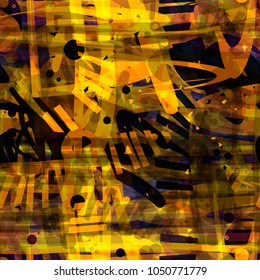 Abstract seamless texture. Golten pattern from curved stripes and spots. Vector background for web page, banners backdrop, fabric, home decor, wrapping