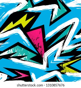 Abstract seamless texture. Graphic vector with grunge wave lines and broken elements.