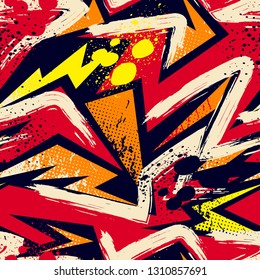 Abstract seamless texture. Graphic vector with grunge wave lines and broken elements.