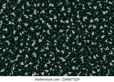 Abstract Seamless Texture. Gray Mosaic Glass Background. Green Wrapping Irregular Art. Marble Rock Italian Pattern. Vector Venetian Granite Design. Terrazzo Floor Modern Material. Floor Terrazzo Print