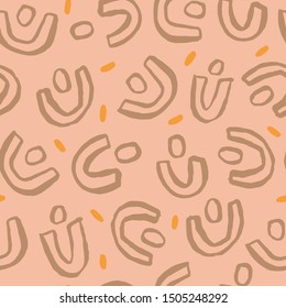 Abstract seamless texture with hand drawn ink shapes. Vector modern pattern with blobs and different shapes. Elegant artistic background.
