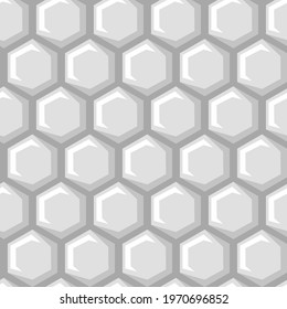 Abstract seamless texture with hexagons. Vector geometrical pattern. Light grey backdrop.