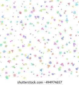 Abstract seamless texture made of colorful broken line scribbles. Vector patterned background