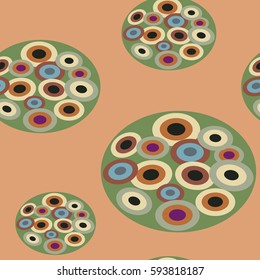 Abstract seamless texture with a multicolored concentric circles.