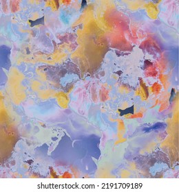Abstract Seamless Texture. Oil Vibrant Background. Color Liquid Splash. Alcohol Ink Paint. Acrylic Ink Illustration. Multi Color Holi Space. Fluid Splash Watercolor. Vector Abstract Painting. Repeat